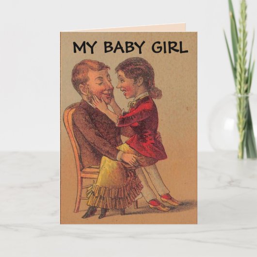 BÉBÉ FILLE ROMANTIQUE RETRO CARTES D'ANNIVERSAIRE (Devant)
