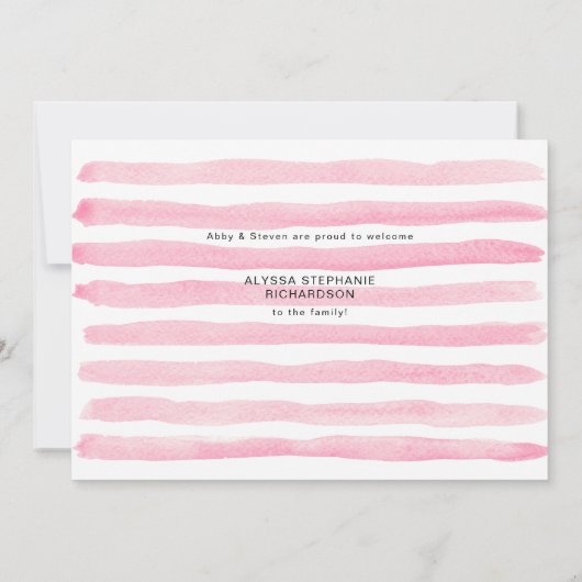 Bébé fille rose 1 Faire-part de naissance de bienv (Dos)