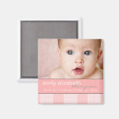 Bébé fille rose Aimant photo moderne (Recto/Verso)