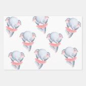 Bébé fille rose éléphant emballage papier (Devant 3)