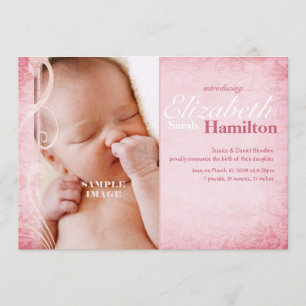 Bébé fille rose Faire-part de naissance