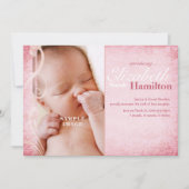 Bébé fille rose Faire-part de naissance (Devant)