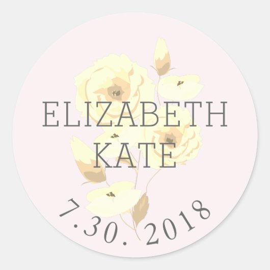 Bébé fille rose florale Sticker faire-part de nais (Devant)