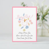 Bébé fille rose mignonne Kangaroo Faire-part de na (Debout devant)