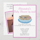 Bébé fille rose Noah's Ark Baby shower Invitation (Devant / Derrière)