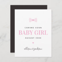Bébé Fille Venant Bientôt Faire-part de grossesse 