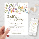 Bébé fleur sauvage en fleur Baby shower Invitation<br><div class="desc">L'invitation baby shower Baby in Bloom comporte de jolies fleurs et du texte de script. Personnalisez avec vos détails. Disponible en téléchargement instantané que vous pouvez envoyer en tant qu'Evite ou invitation imprimable ou commander des invitations imprimées expédiées à votre domicile.</div>