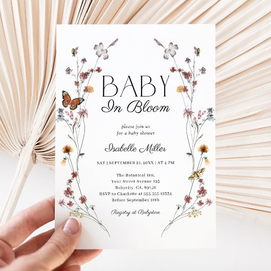 Bébé fleur sauvage en fleur Baby shower Invitation
