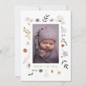 Bébé Fleur sauvage mignon Faire-part de naissance (Devant)