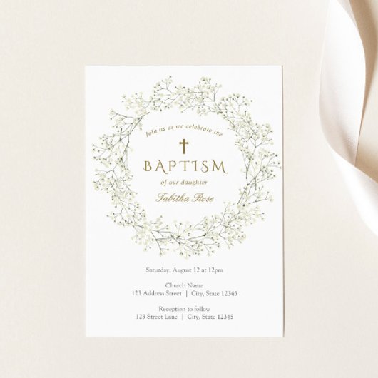 Bébé Fleurs de souffle Baptême Invitation