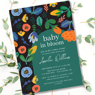 Bébé Floral Coloré En Fleur Douche Invitation