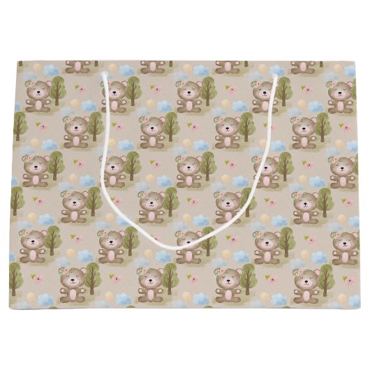 Bébé Forêt d'ours neutre Grand sac cadeau (Devant)