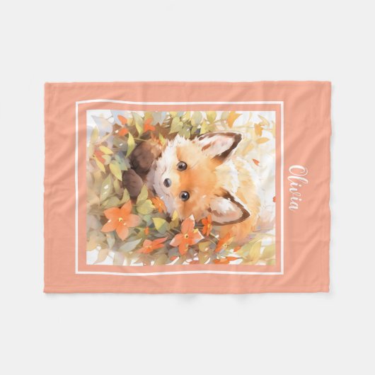 Bébé Fox polaire couverture avec nom (Devant (Horizontal))