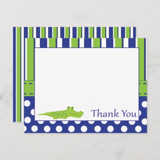 Bébé garçon Alligator Carte de remerciements (Devant / Derrière)