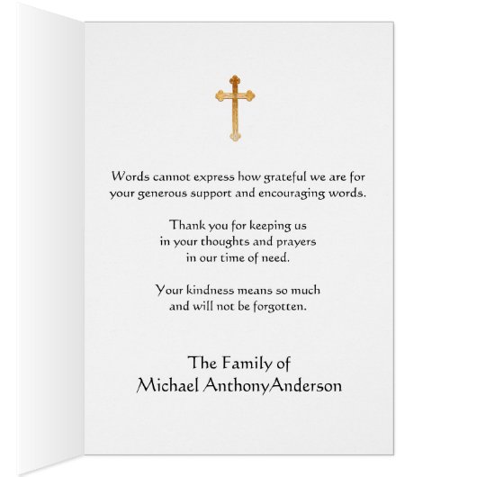 Bébé garçon Angel Merci condoléances (Intérieur (Droit))