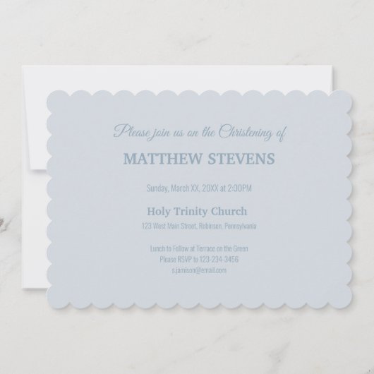 Bébé Garçon Baptême Bleu Invitation Gâteau Ours en (Dos)