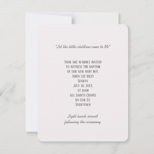 Bébé garçon Baptême Invitation (Dos)