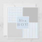 Bébé Garçon Bleu Baby shower moderne Invitation (Dos)