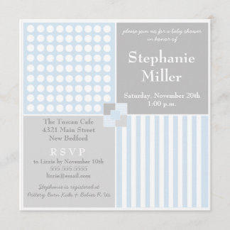 Bébé Garçon Bleu Baby shower moderne Invitation