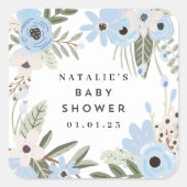Bébé Garçon Bleu Floral Grand Baby shower Sticker (Devant)