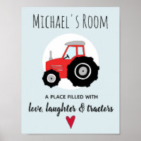 Bébé garçon Doodle tracteur agricole rouge et déco