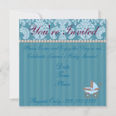 BÉBÉ GARÇON DOUCHE Damask Invitation (Dos)