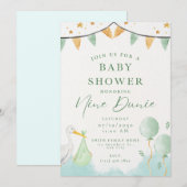 bébé garçon douche invitation ballon animal (Devant / Derrière)