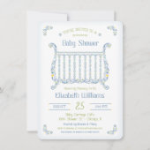 Bébé garçon douche Invitation - Lacy Crib - Bleu (Devant)