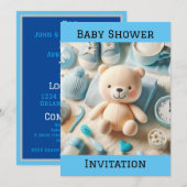 Bébé garçon douche plat Invitation (Devant / Derrière)