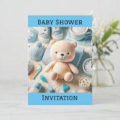 Bébé garçon douche plat Invitation (Debout devant)