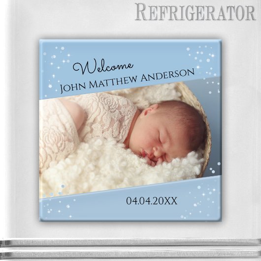 Bébé Garçon Dusty Blue scintillant Magnet photo