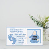 Bébé Garçon Empreinte Pieds Faire-part photo de na (Debout devant)