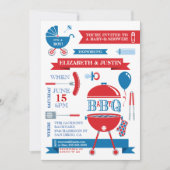 Bébé garçon - Invitation à une baby shower BBQ mod (Devant)