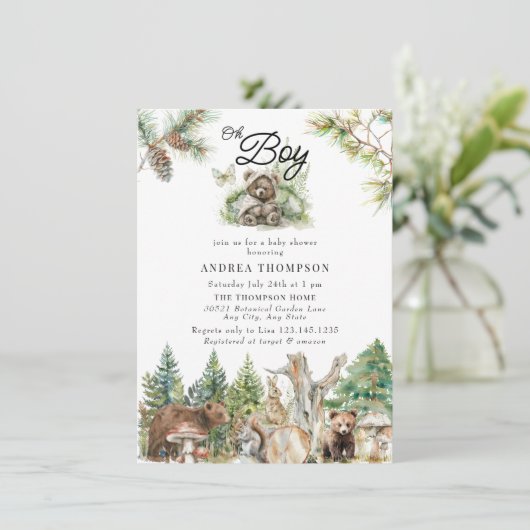 Bébé garçon mignon douche Invitations (Debout devant)