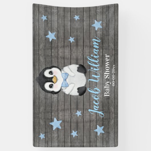 Bébé Garçon Penguin Bannière Signaler Arrière-plan (Vertical)