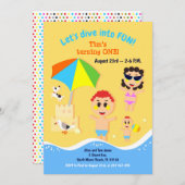 Bébé garçon premier anniversaire plage invitation (Devant / Derrière)