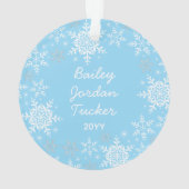 Bébé garçon premier Noël flocons de neige bleus Hi (dos)