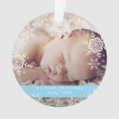 Bébé garçon premier Noël flocons de neige bleus Hi (devant)