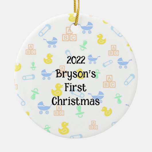 Bébé Garçon premier ornement de Noël (Devant)