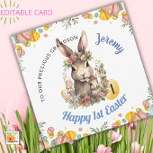 BÉBÉ GARÇON Première carte de Pâques, 1er lapin de