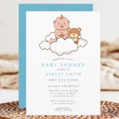 Bébé garçon sur un nuage Invitation adorable pour 