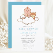 Bébé garçon sur un nuage Invitation adorable pour 