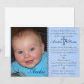 Bébé Garçons photo Invitation au Christening - Arc (Devant / Derrière)