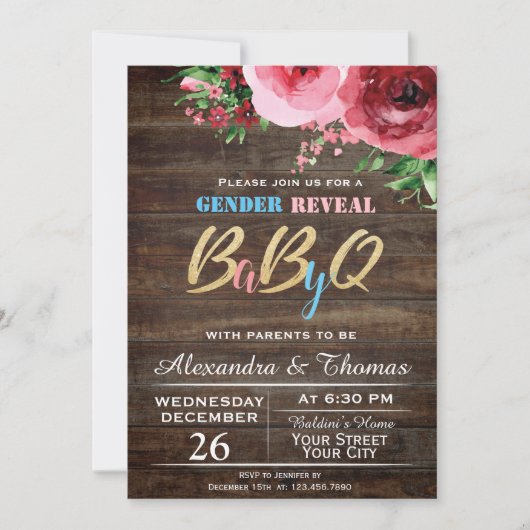 Bébé Genre Reveillez Baby shower Invitation Floral (Devant)