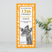 Bébé Girafe Anniversaire Rétro Circles Invitation (Debout devant)