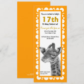 Bébé Girafe Anniversaire Rétro Circles Invitation (Devant / Derrière)