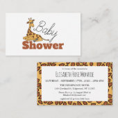 Bébé girafe, Invitation billet Baby Shower (Devant / Derrière)