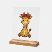Bébé girafe mignon avec noeud papillon design vect (Angle)