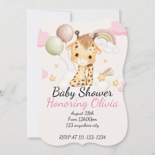 BÉBÉ GIRAFFE BABY SHOWER INVITATION (Devant)