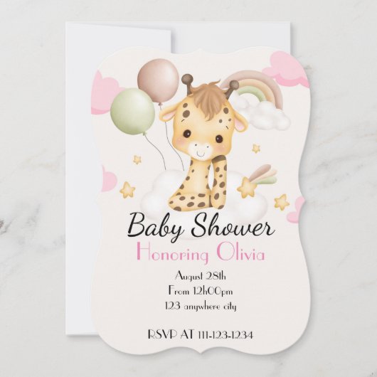 BÉBÉ GIRAFFE BABY SHOWER INVITATION (Devant)